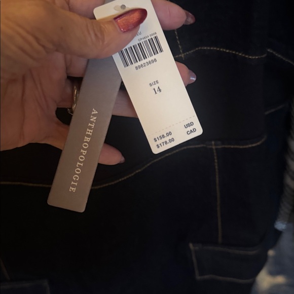 By Anthropologie Sleeveless Square-Neck Slim Knit Mini Dress dark Denim size 14 - Picture 8 of 10